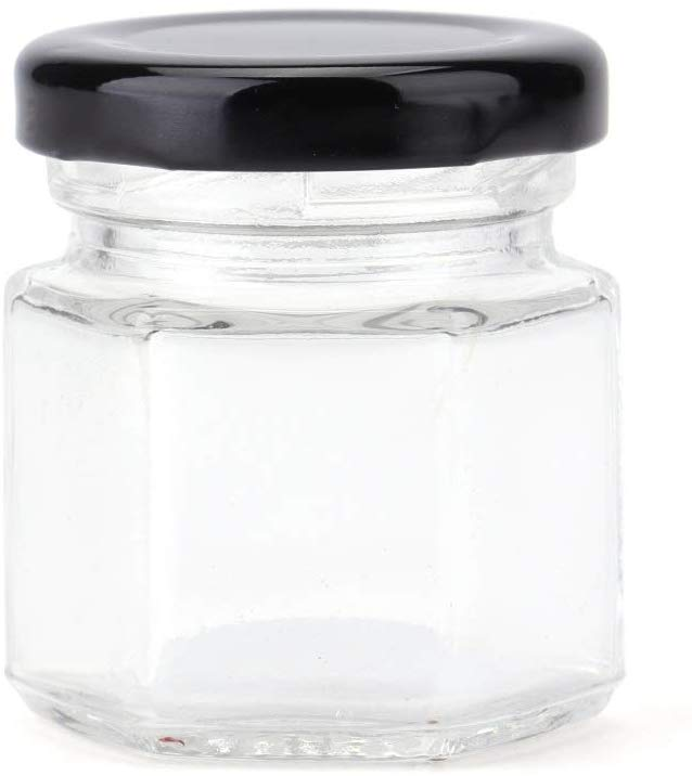 Free sample Wholesale 45ml-730ml kitchen hexagonal shape glass storage jar for food with aluminum lid