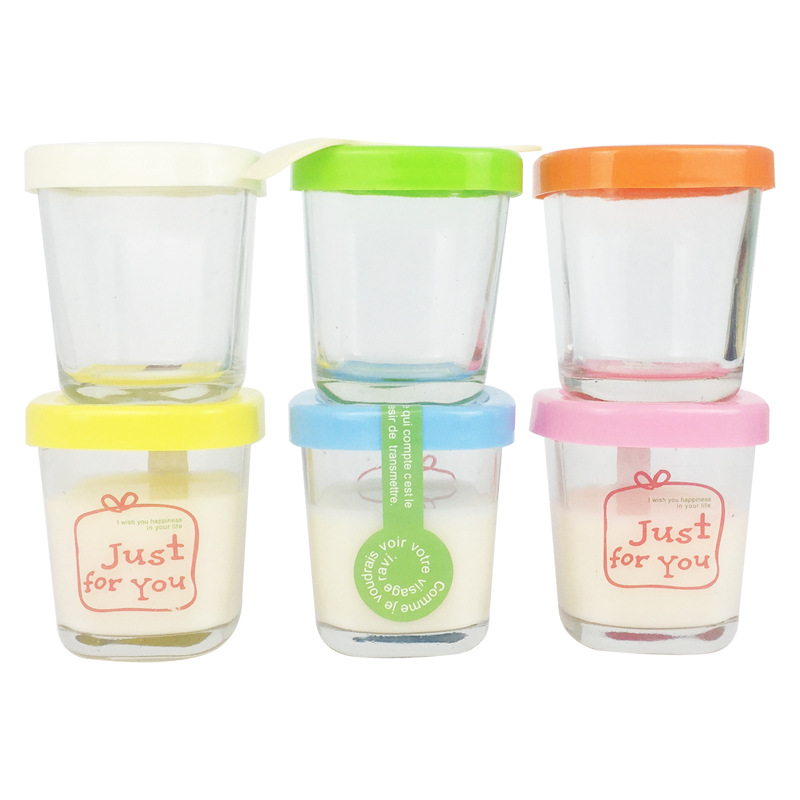 Free sample clear square pudding jar 150ml glass pudding bottle with plastic lid