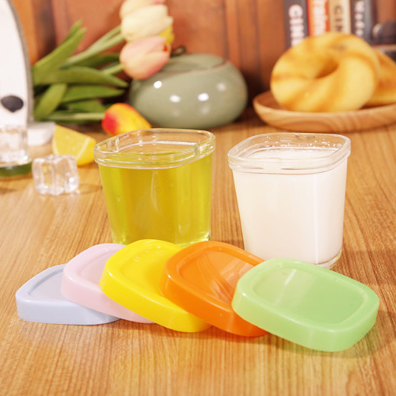 Free sample clear square pudding jar 150ml glass pudding bottle with plastic lid
