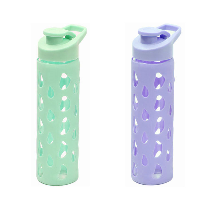 Free sample custom 500ml Fruit Infuser Sports Glass Water Drinking Bottle With Silicone Sleeve