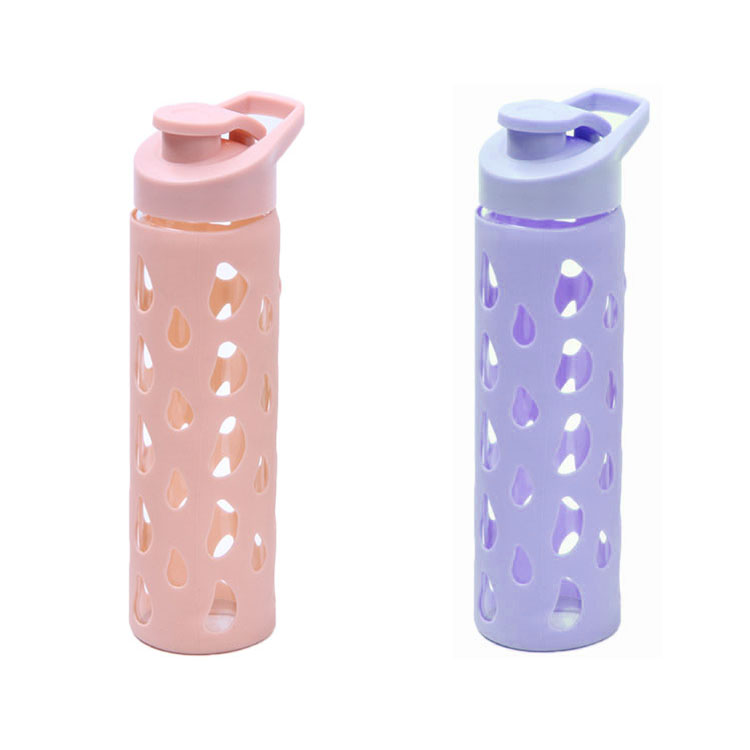 Free sample custom 500ml Fruit Infuser Sports Glass Water Drinking Bottle With Silicone Sleeve
