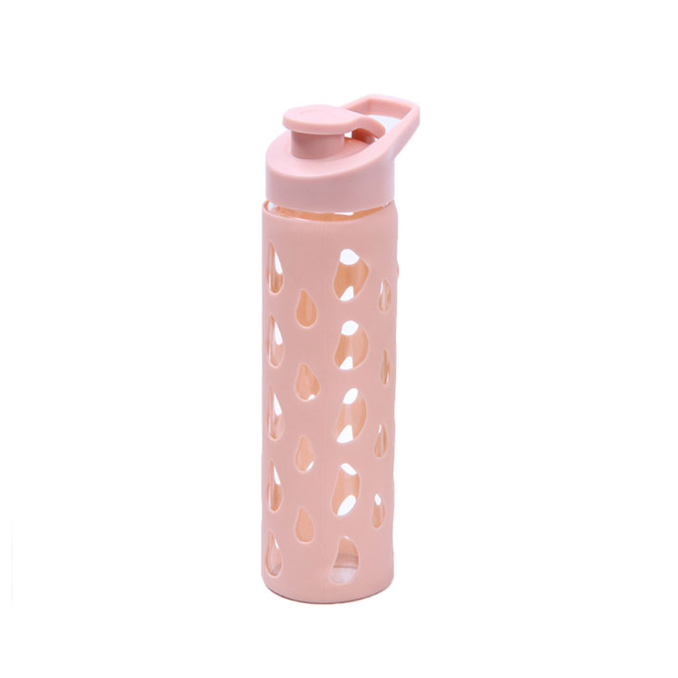 Free sample custom 500ml Fruit Infuser Sports Glass Water Drinking Bottle With Silicone Sleeve