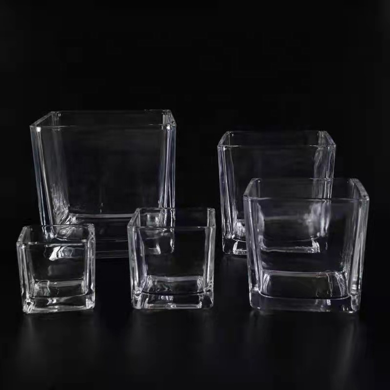 Free sample custom Home Decorative vintage Soy Candle Glass white scented soy wax Recycled Square Black red blue Candles jar