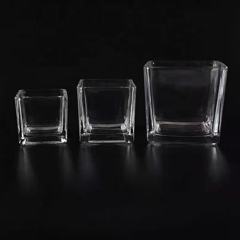 Free sample custom Home Decorative vintage Soy Candle Glass white scented soy wax Recycled Square Black red blue Candles jar