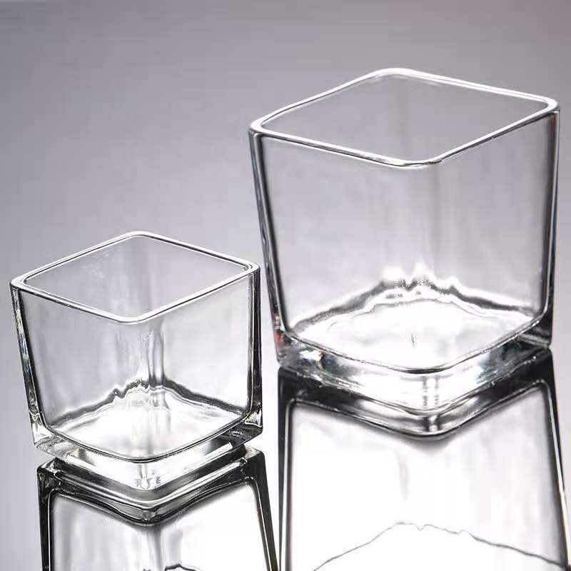 Free sample custom Home Decorative vintage Soy Candle Glass white scented soy wax Recycled Square Black red blue Candles jar