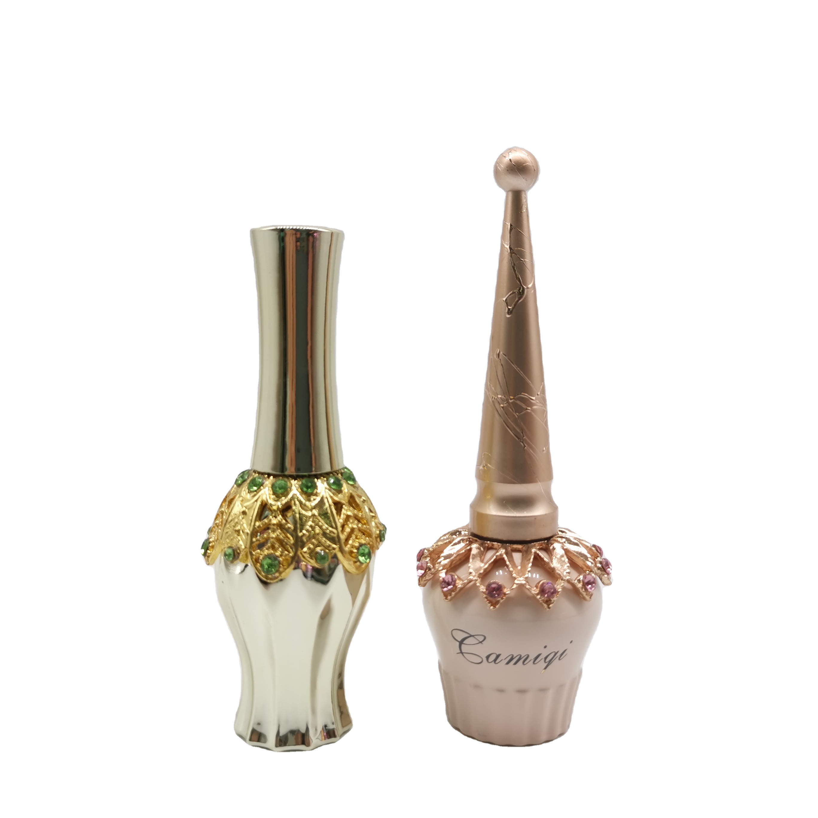 Free sample custom luxury empty 5ml 10ml 15ml empty nail polish bottle with gold top bushes
