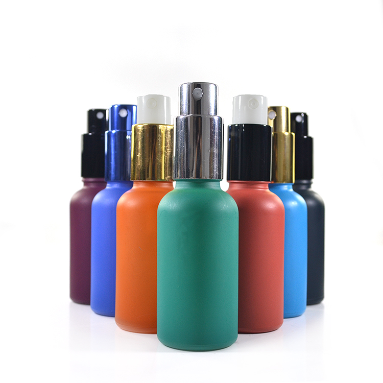 Free sample empty matte black 30ml 50ml 100ml refillable glass perfume spray bottle with aluminum spray pump cap