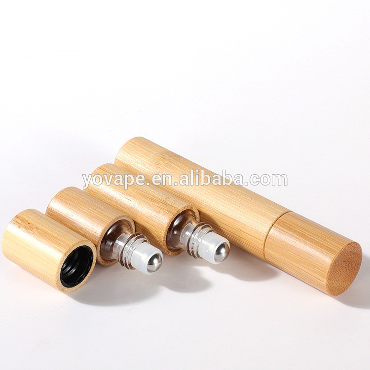 Free sample & fast shipping 3ml 5ml 10ml Essential Oil original bamboo shell perfume roll on glass Bottle with real wood Lid/cap