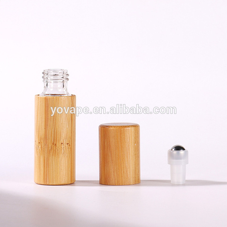 Free sample & fast shipping 3ml 5ml 10ml Essential Oil original bamboo shell perfume roll on glass Bottle with real wood Lid/cap