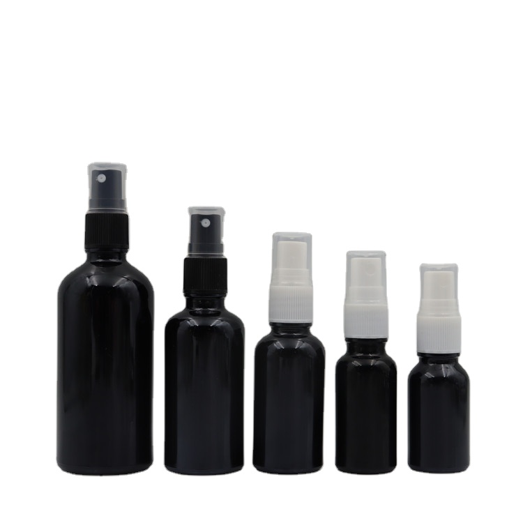 Free sample hot sale black cosmetic essential oil gasss spray bottle