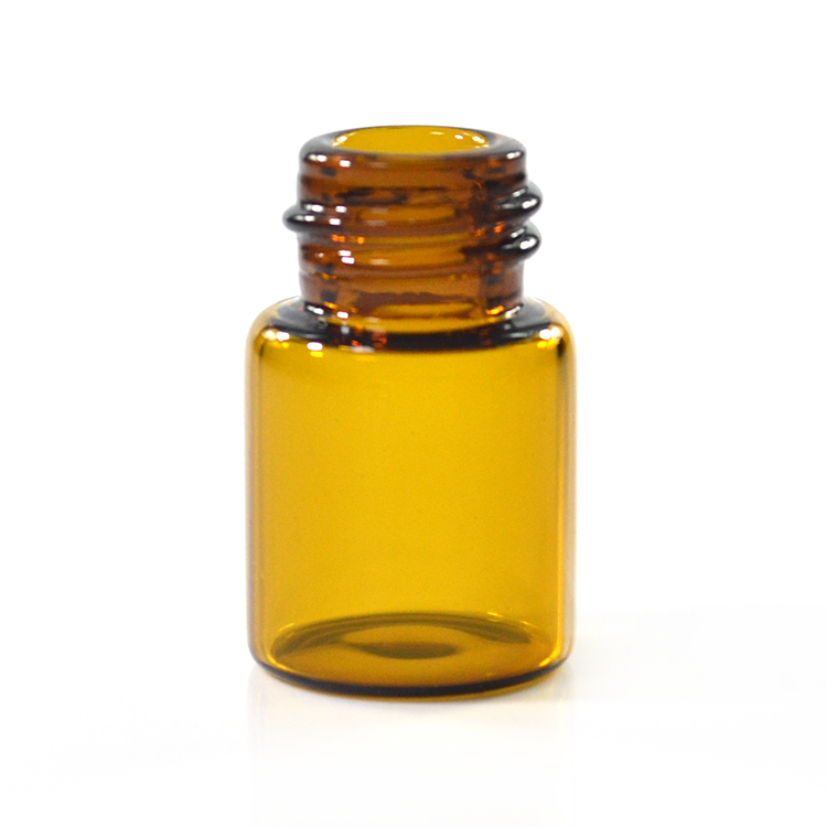 Free sample mini small empty 2ml amber glass vial essential oil bottle with screw cap