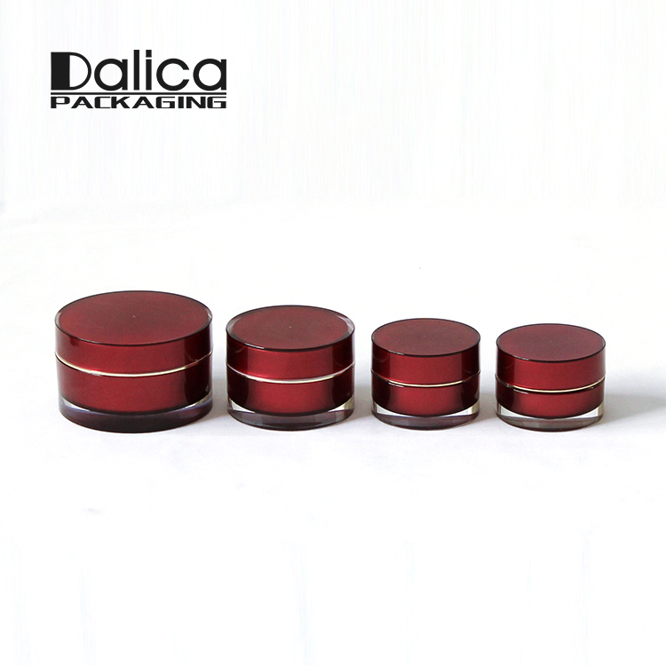 Free sample round red double wall cosmetic 10g 15g acrylic jar