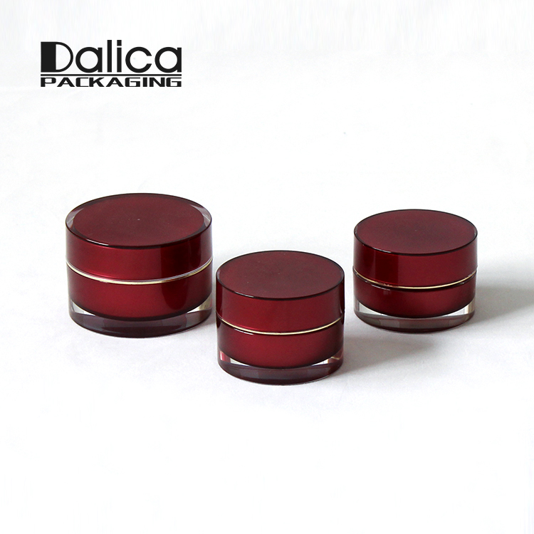 Free sample round red double wall cosmetic 10g 15g acrylic jar