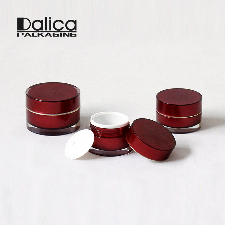 Free sample round red double wall cosmetic 10g 15g acrylic jar