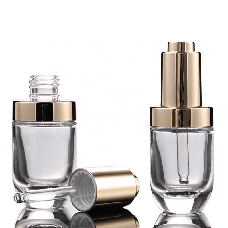 Free sample serum cosmetic 30ml round glass dropper bottle essential oil bottles