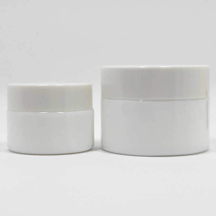 Free sample skincare packaging empty white cosmetic glass  jar 30g 50g