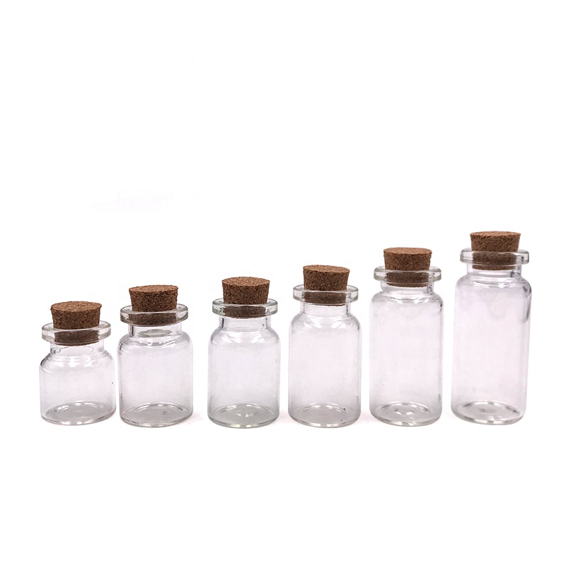 Free sample transparent amber 1ml 2ml 3ml 4ml 5ml 6ml 7ml 8ml 10ml 15ml 20ml 30ml glass drift bottle with cork caps