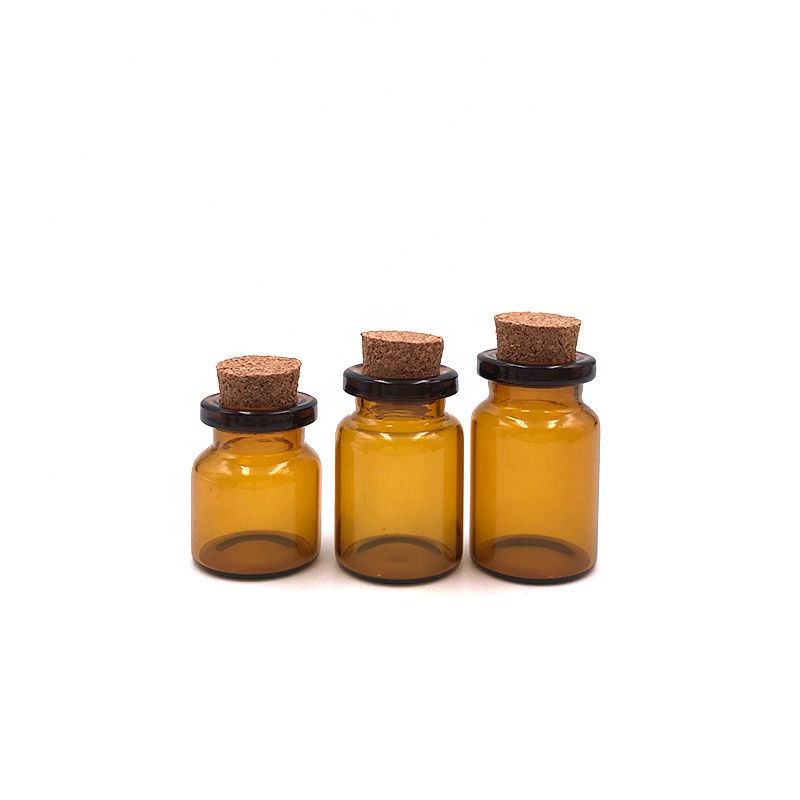 Free sample transparent amber 1ml 2ml 3ml 4ml 5ml 6ml 7ml 8ml 10ml 15ml 20ml 30ml glass drift bottle with cork caps