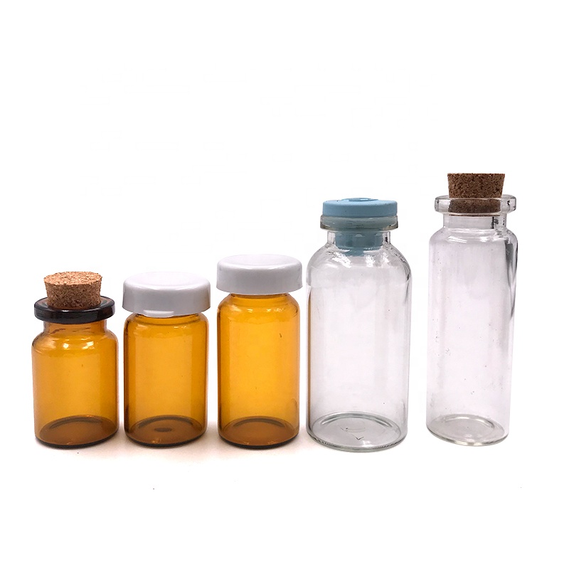 Free sample transparent amber 1ml 2ml 3ml 4ml 5ml 6ml 7ml 8ml 10ml 15ml 20ml 30ml glass drift bottle with cork caps