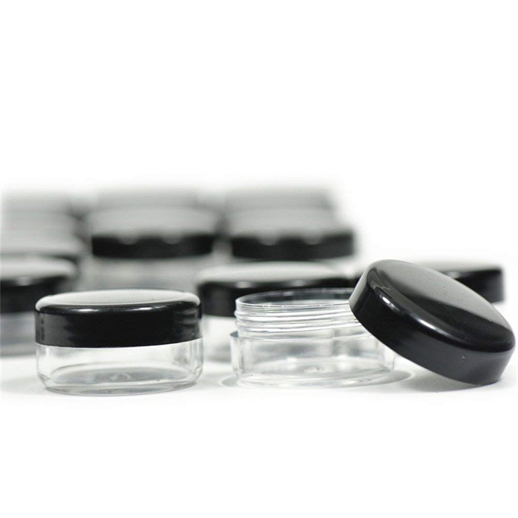 Free sample travel size  black vials containers 3g 5g small jar plastic