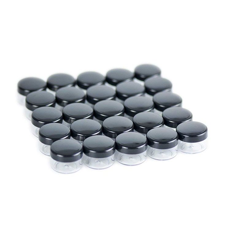 Free sample travel size black vials containers 3g 5g small jar plastic