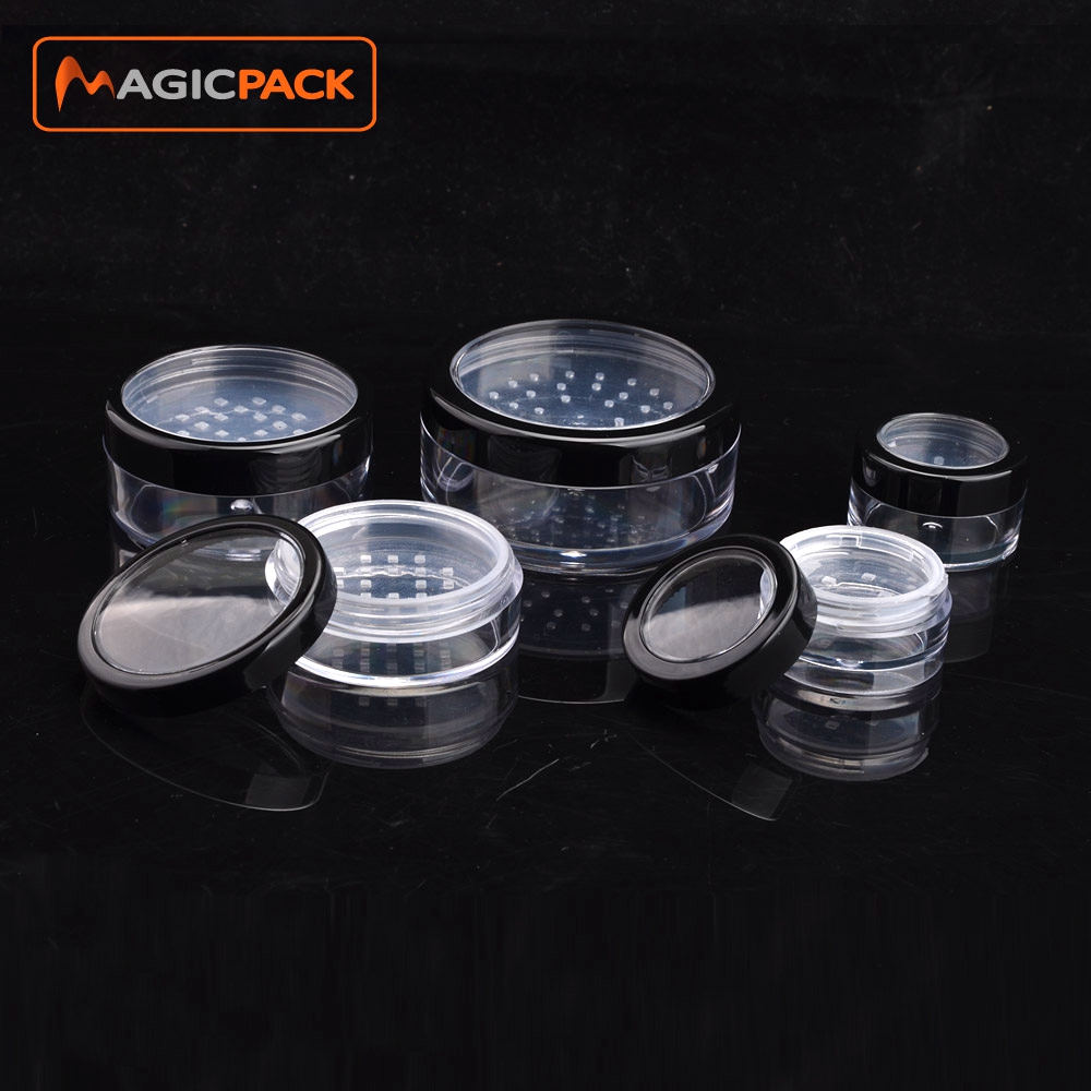 Free sample wholesale empty loose powder container jar with sifter