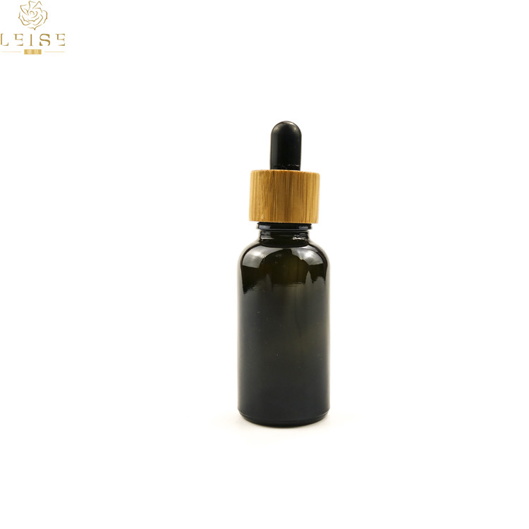 Free samples 10ml 15ml 30ml amber blue greenmatte black e liquid glass dropper bottles with bamboo screw cap