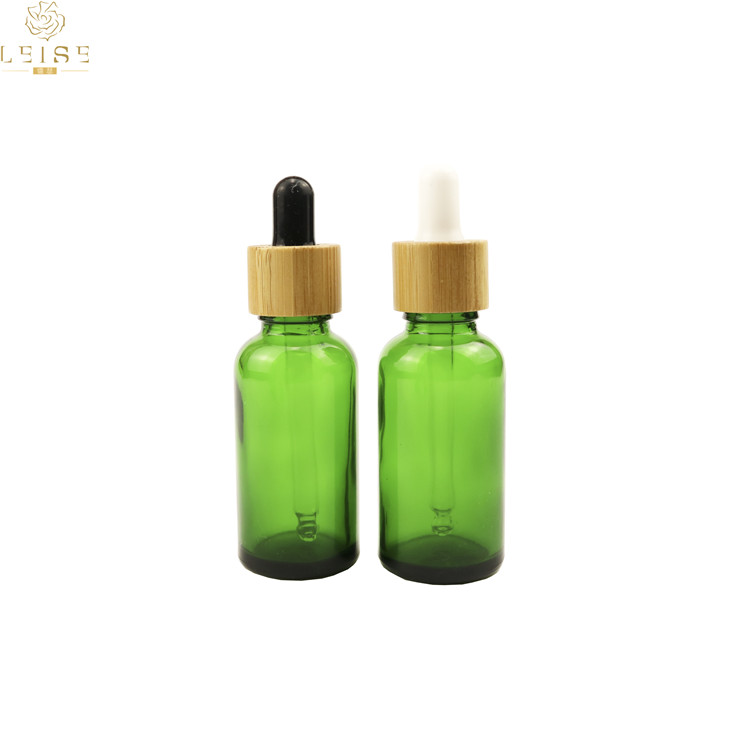 Free samples 10ml 15ml 30ml amber blue greenmatte black e liquid glass dropper bottles with bamboo screw cap