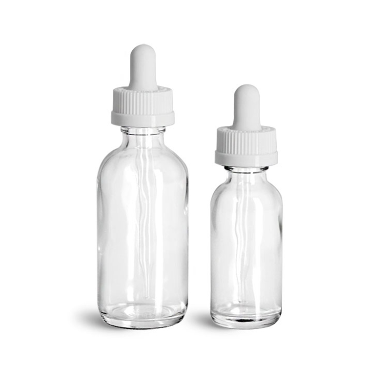 Free samples 20ml 30ml 50ml custom design blue clear pharmaceutical boston round glass bottle