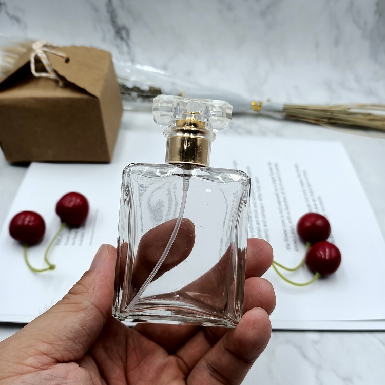 Free samples 30ml 50ml 100ml rectangle glass black transparent perfume atomizer spray bottle brand cologne perfume glass bottle
