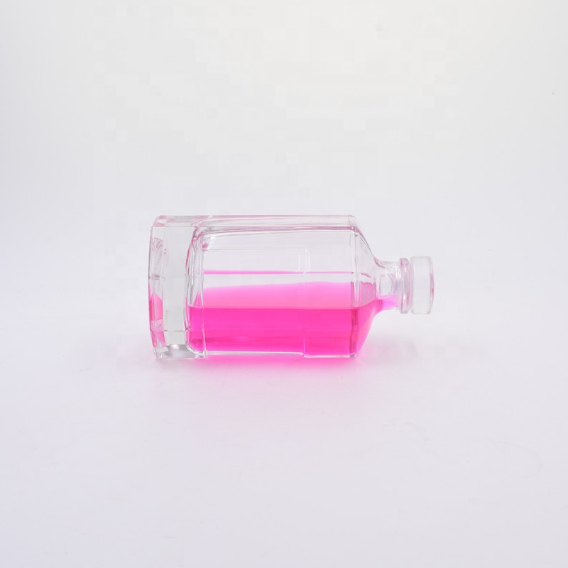 Free samples 375ml clear transparent octagonal juice fruit wine liquor wine beer bottle glass bottles with glass Cork Tops