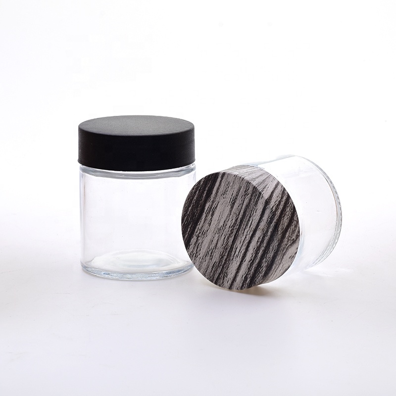 Free samples 3oz 4oz clear round flower packaging concentrate jar cosmetic weed jar cbd child resistant glass jar with CR lid
