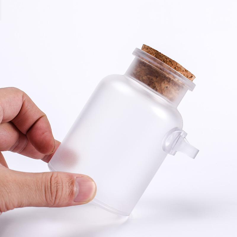 Free samples ABS plastic material 100g 200g 300g frosted clear bath salt bottle with spoon bamboo lid