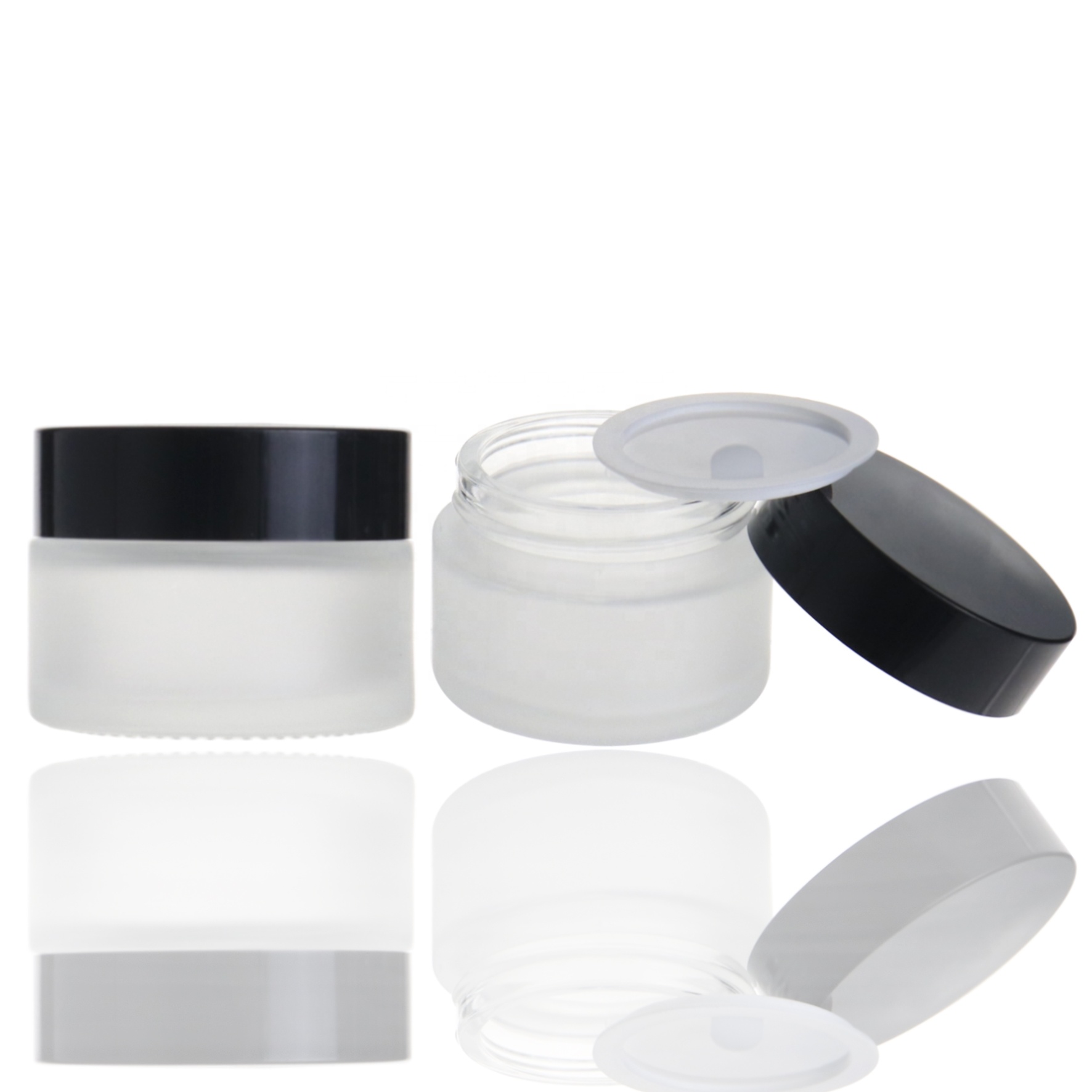 Free samples cosmetic packaging round 30g 1 oz frosted cream glass jar