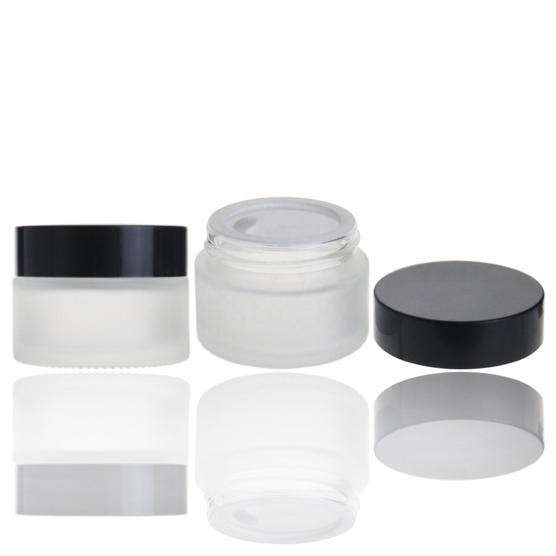 Free samples cosmetic packaging round 30g 1 oz frosted cream glass jar