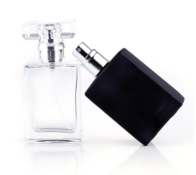 Free samples custom logo 30ml Empty Square black Luxury Spray perfume glass bottle