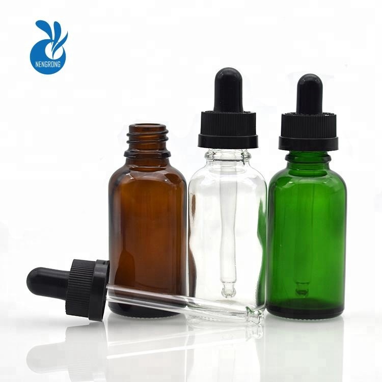 Free samples e liquid 5ml 10ml 15ml 20ml 30ml 50ml 100ml clear green blue amber glass dropper bottle with black childproof cap