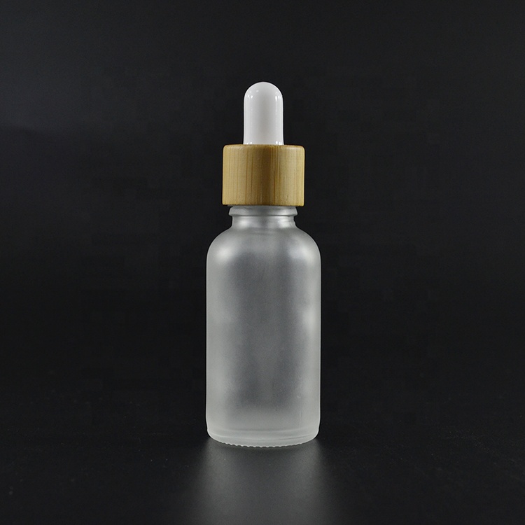 Free samples empty 5ml 10ml 15ml 20ml 30ml 50ml 100ml frosted glass dropper bottle with bamboo cap