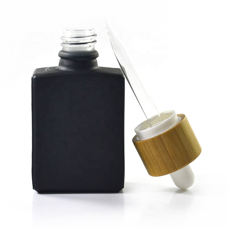 Free samples essential oil empty frosted clear bamboo lid 30ml 50ml 100ml 1oz rectangle glass bottle