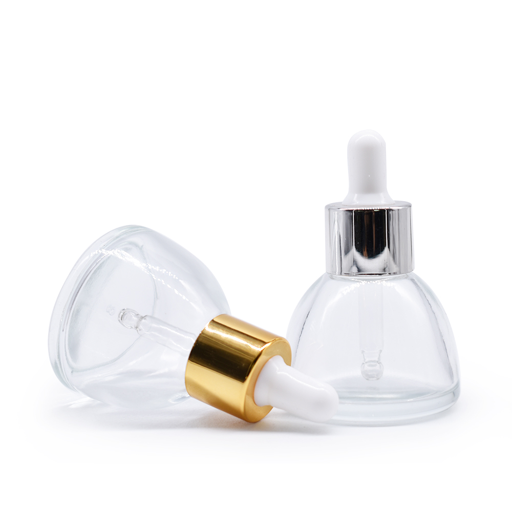 Free samples rose gold aluminum ring 20ml 30ml glass bottles with dropper lids