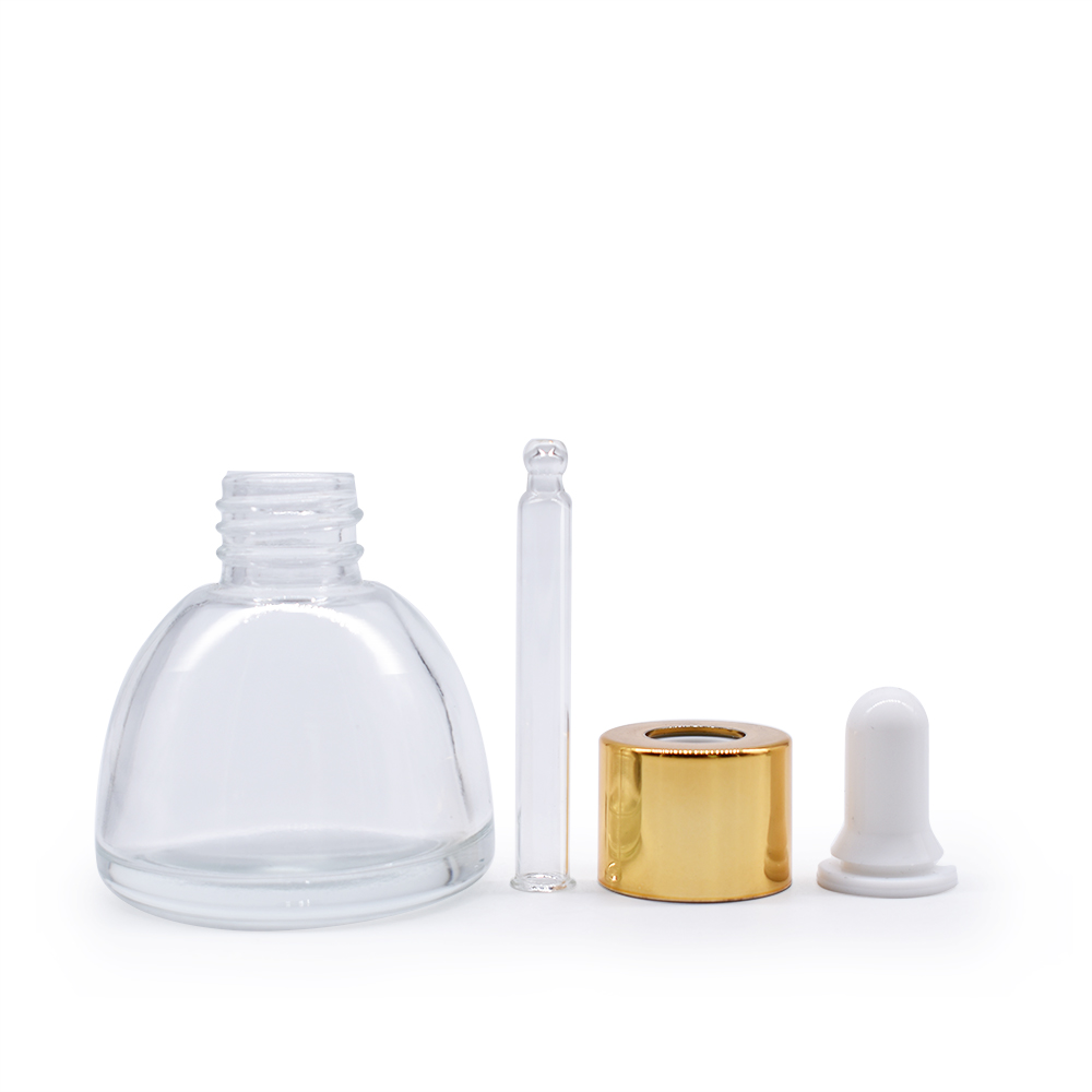Free samples rose gold aluminum ring 20ml 30ml glass bottles with dropper lids