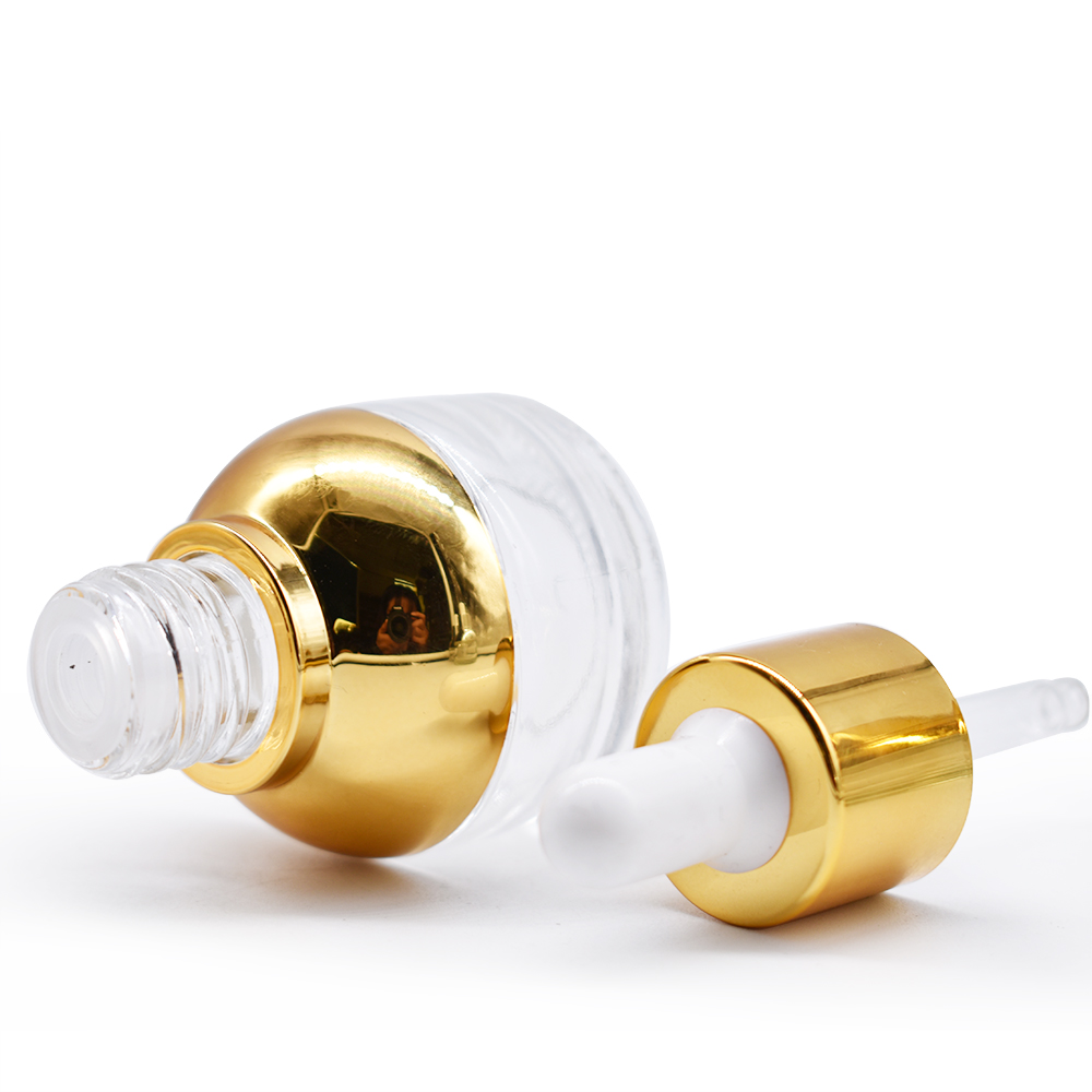 Free samples rose gold aluminum ring 20ml 30ml glass bottles with dropper lids