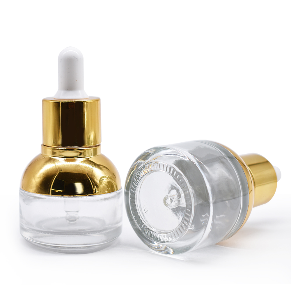 Free samples rose gold aluminum ring 20ml 30ml glass bottles with dropper lids