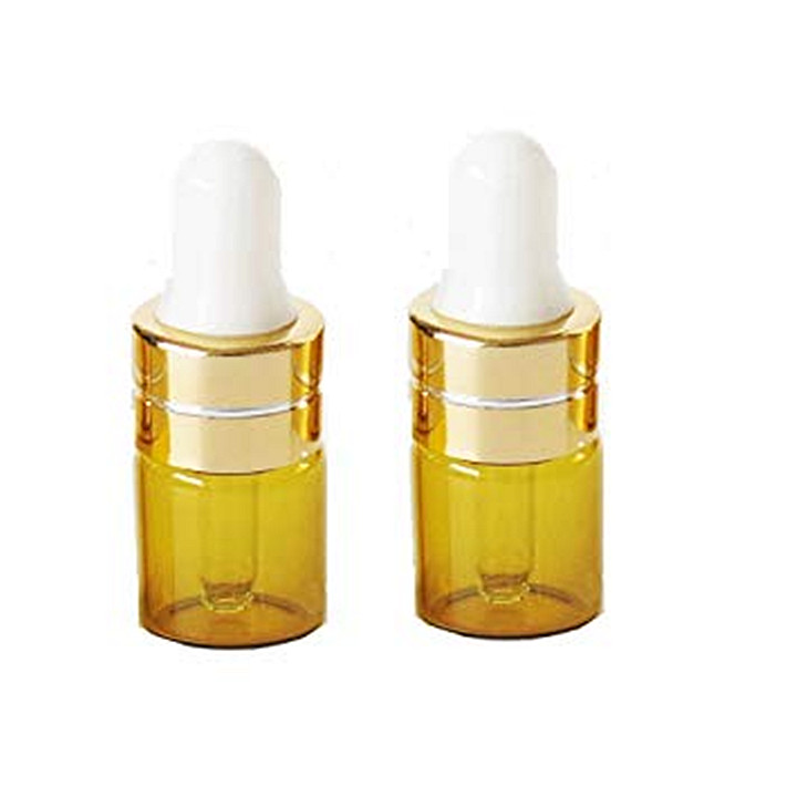 Free ship 1ml 2ml 3ml 5ml perfume tester bottle amber glass cosmetic serum essential oil bottle with orifice reducer