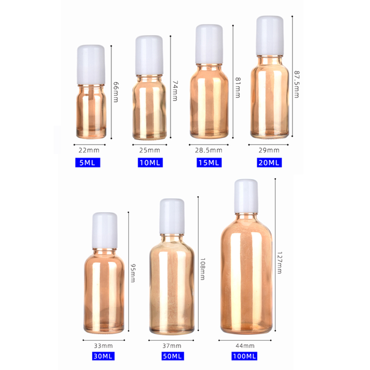 Free shipping Exquisite 10ml 20ml 30ml Amber Golden Glass Essential Oil Roll On Bottles With White Plastic Cap