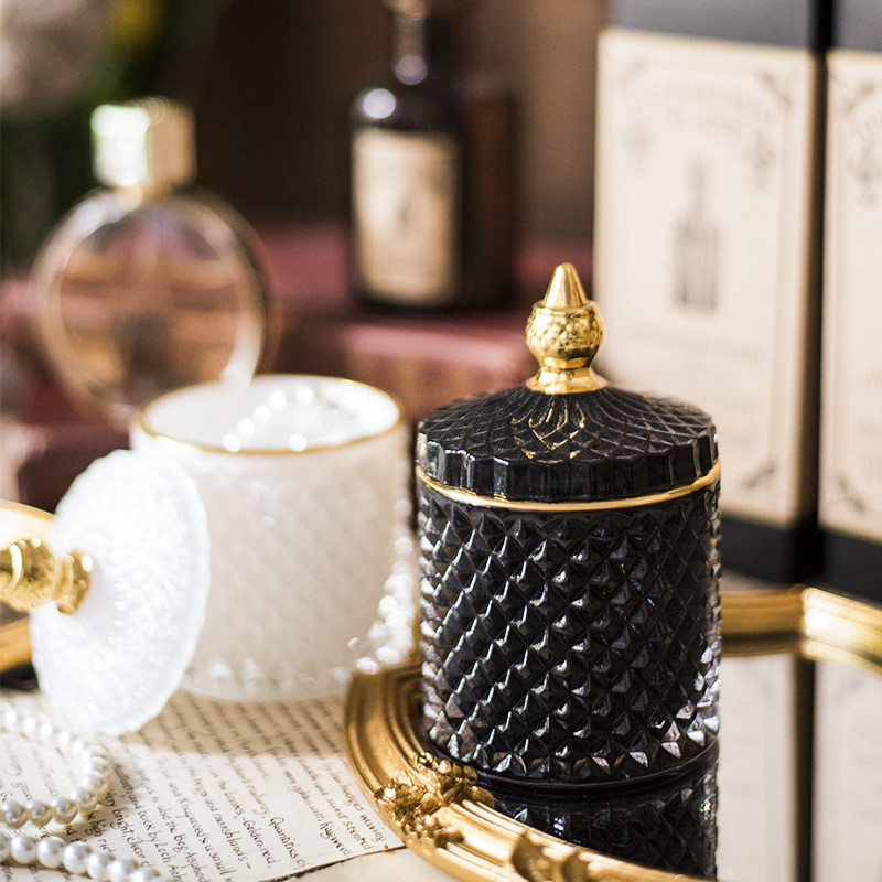French Luxury Multi-color Glass Storage Tank Handmade Aromatherapy Bottle Cotton Swab Jewelry Storage Box