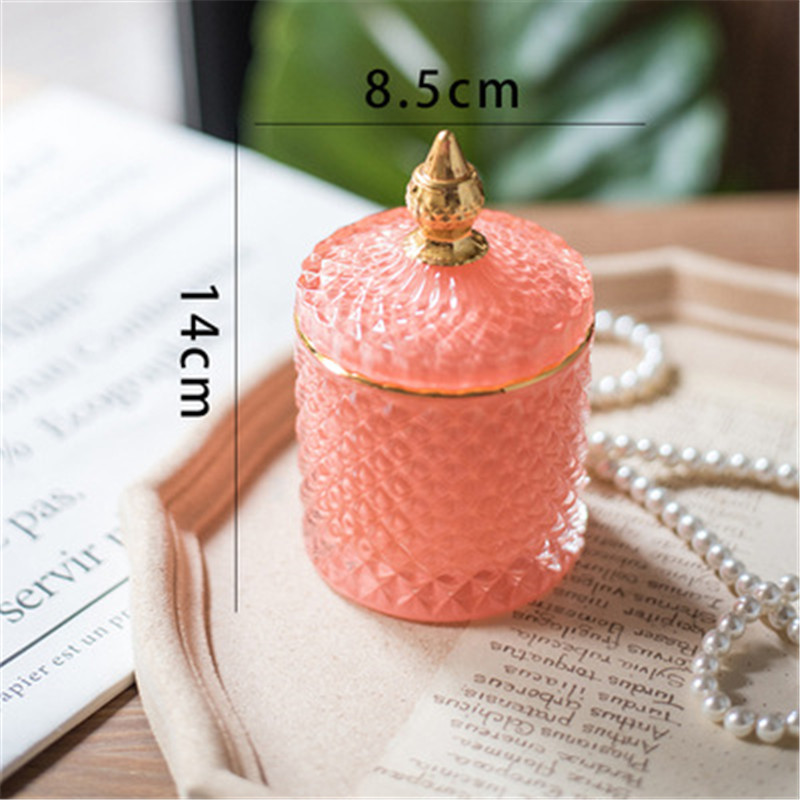 French Luxury Multi-color Glass Storage Tank Handmade Aromatherapy Bottle Cotton Swab Jewelry Storage Box