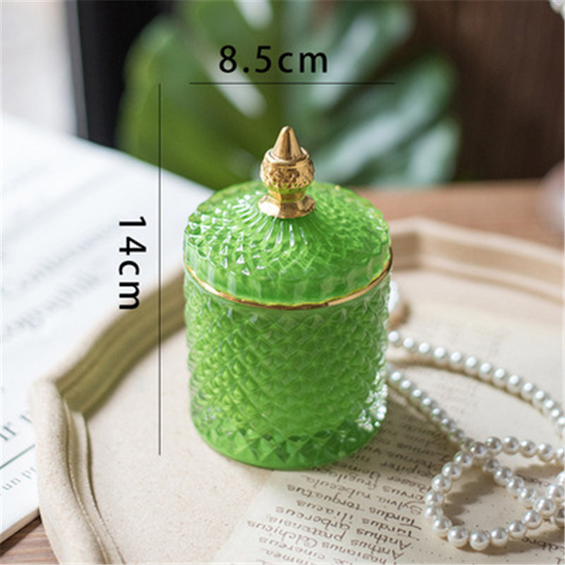 French Luxury Multi-color Glass Storage Tank Handmade Aromatherapy Bottle Cotton Swab Jewelry Storage Box