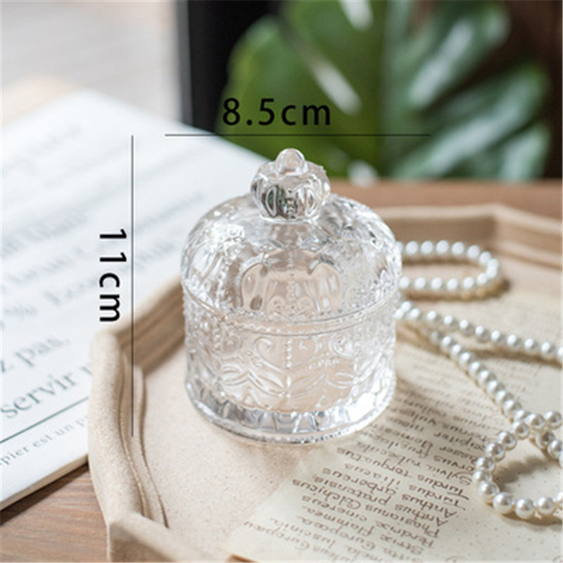 French Luxury Multi-color Glass Storage Tank Handmade Aromatherapy Bottle Cotton Swab Jewelry Storage Box
