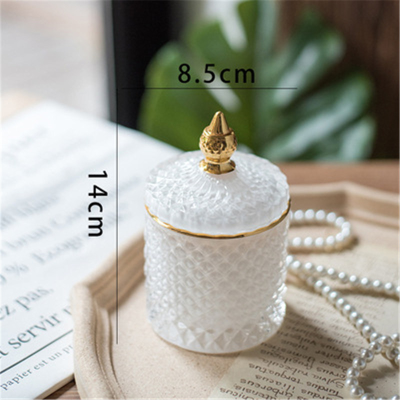 French Luxury Multi-color Glass Storage Tank Handmade Aromatherapy Bottle Cotton Swab Jewelry Storage Box